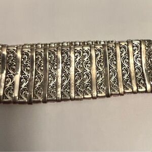 Vtg Flexible stretch silver tone bracelet